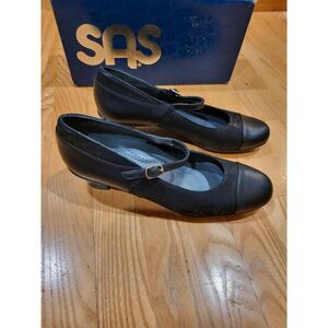 SAS Isabel Pumps Women’s 10S AAA Black Leather Suede Reptile